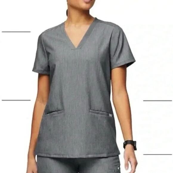 Figs Tops - FIGS -Technical Collection Grey Scrub "Casma"Graphite Top -Medium